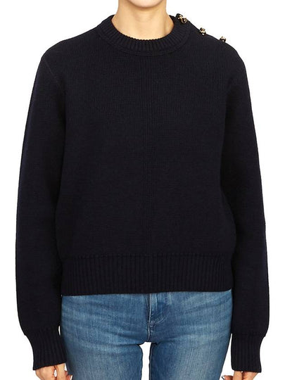 Knot Button Wool Knit Top Abyss - BOTTEGA VENETA - BALAAN 2