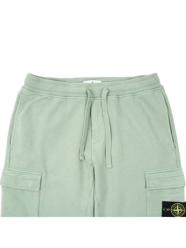 Garment Dyed Cotton Fleece Track Pants Light Green - STONE ISLAND - BALAAN 6