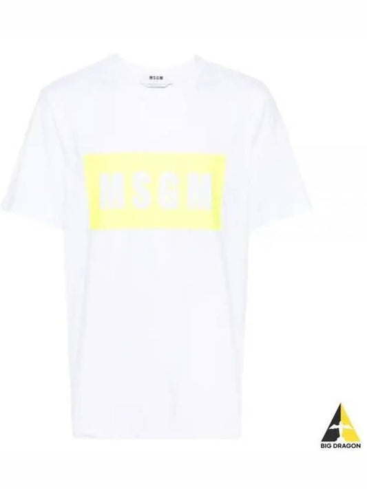 Box Logo Print Cotton Short Sleeve T-Shirt White - MSGM - BALAAN 2