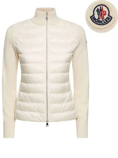 Logo Patch Padded Cardigan Cream - MONCLER - BALAAN 2