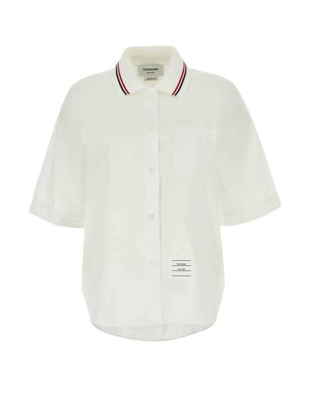 Poplin Box Pleat Long Sleeve Shirt White - THOM BROWNE - BALAAN 1