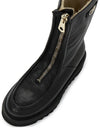Salvatore Women's ERIALO Gancini Leather Zip-up Middle Boots Black - SALVATORE FERRAGAMO - BALAAN.