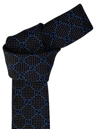 Men's GG Dot Pattern Silk Necktie Blue - GUCCI - BALAAN 2