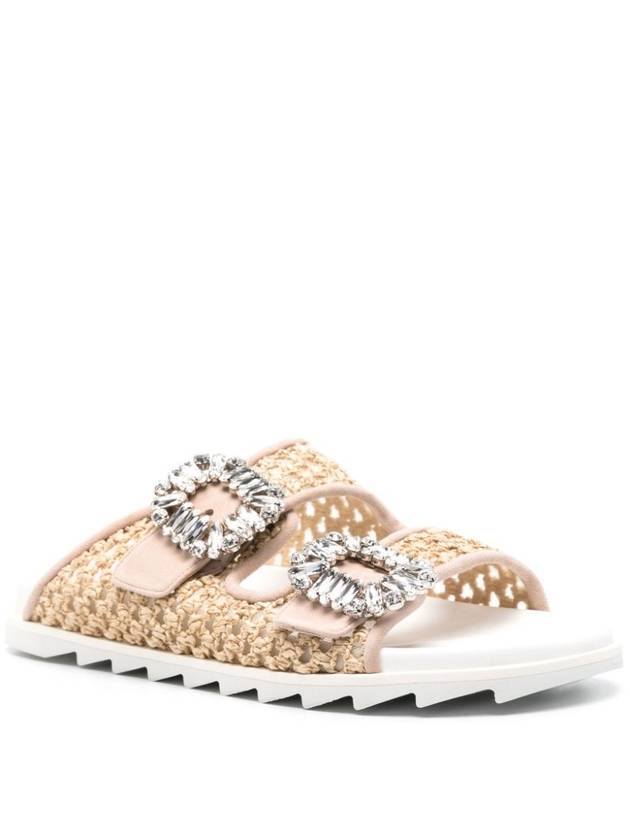 crystal buckle sandals beige - ROGER VIVIER - BALAAN 4