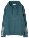 Tape For Print Brushed Cotton Fleece Hoodie Petrol Green - STONE ISLAND - BALAAN 2