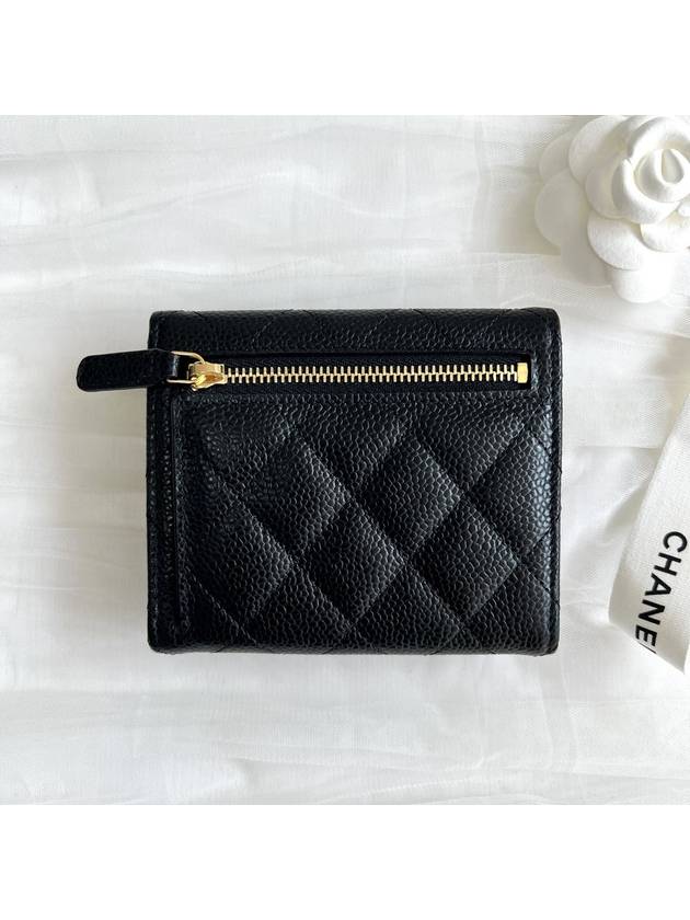 Small Classic Flap Wallet Grained Calfskin & Gold Black - CHANEL - BALAAN 4