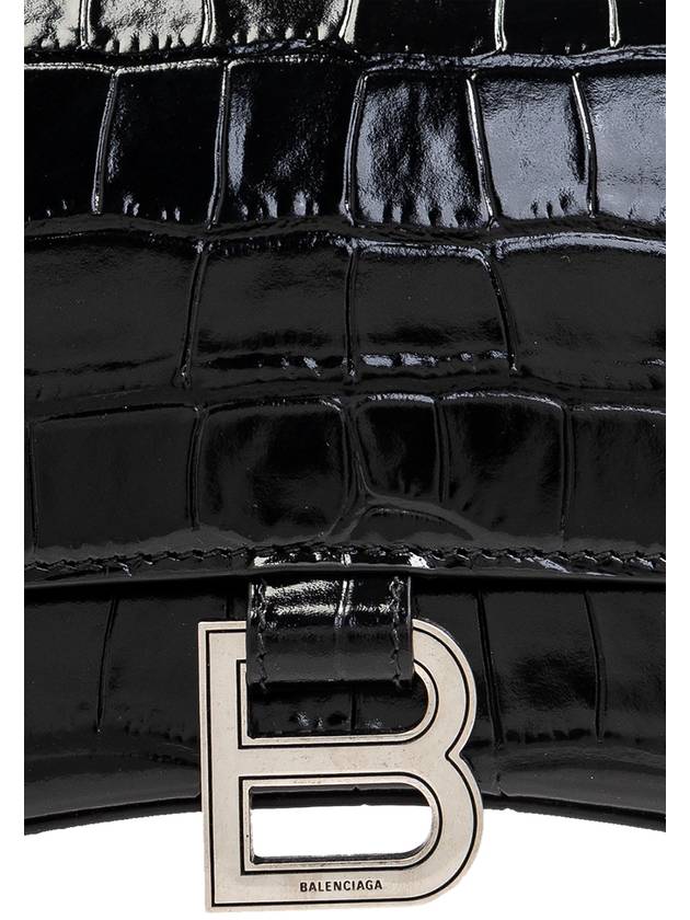 Hour Glass Croco Print Shoulder Bag Black - BALENCIAGA - BALAAN 8