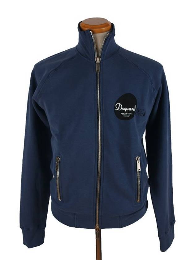 High Neck Zip Up Jacket Blue - DSQUARED2 - BALAAN 1