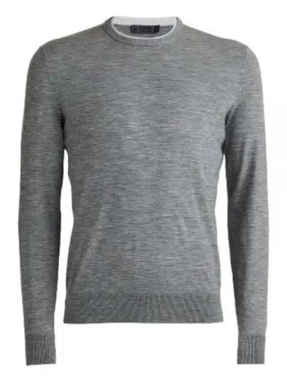 Men's Merino Wool Blend Crew Neck Sweater Heather Grey - G/FORE - BALAAN 2