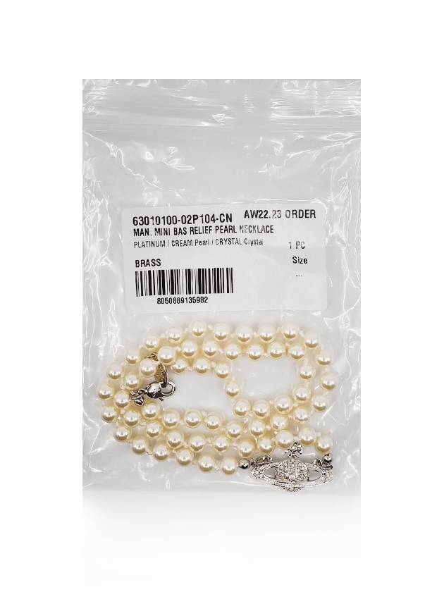 Mini Bas Relief Pearl Necklace Platinum Cream Pearl Crystal - VIVIENNE WESTWOOD - BALAAN 6