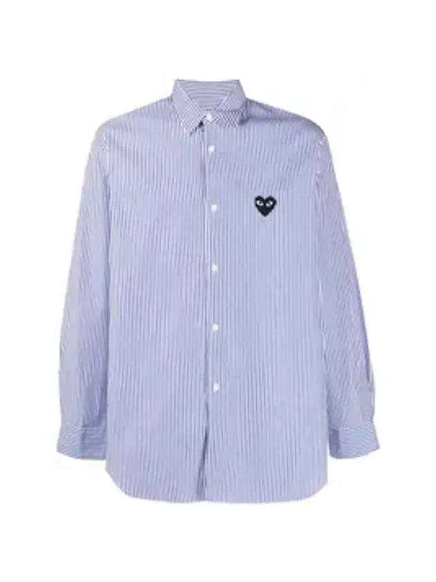 Striped Black Heart Shirt Blue - COMME DES GARCONS PLAY - BALAAN 1