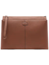Logo Patch Document Leather Clutch Bag Brown - TOD'S - BALAAN 2