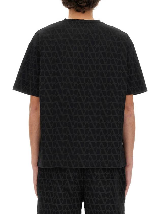 Iconographe Print Cotton Short Sleeve T-Shirt Black - VALENTINO - BALAAN 4