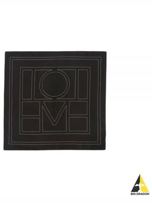 Embroidered Monogram Silk Scarf Black - TOTEME - BALAAN 2