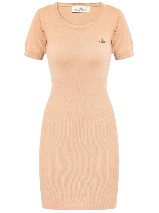 Women's ORB Knit Blend Short Dress Beige - VIVIENNE WESTWOOD - BALAAN 1