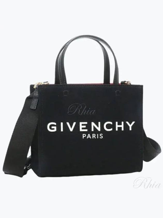 Mini G-Tote Shopping Bag In Canvas Black - GIVENCHY - BALAAN 2