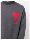 Big Heart Logo Wool Knit Turtleneck Grey - AMI - BALAAN 5