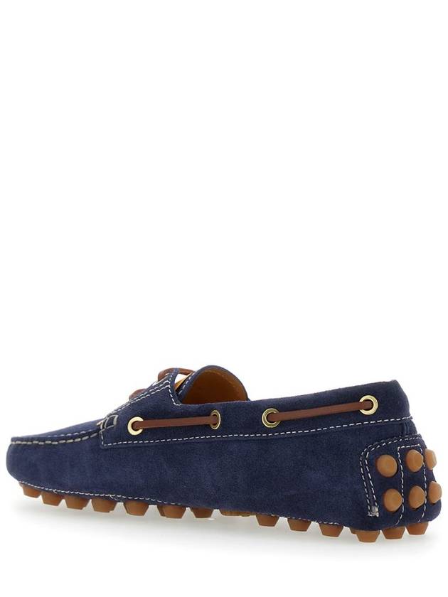 'Gommino' Blue Loafers With Woven Tie In Suede Woman - TOD'S - BALAAN 3