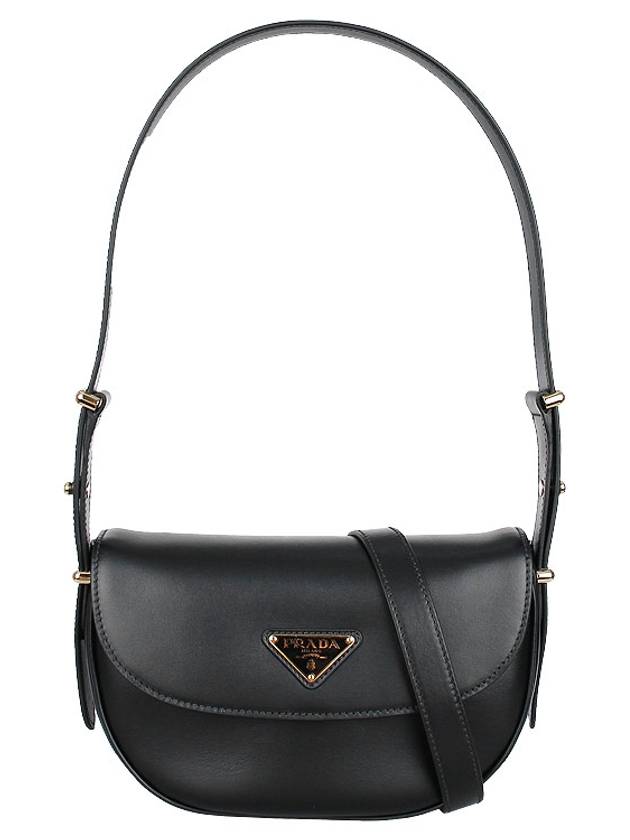 Arque Leather Shoulder Bag Black - PRADA - BALAAN 3