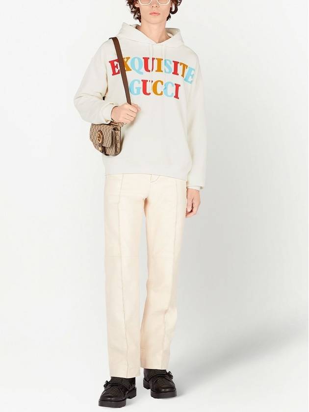 Logo Cotton Hoodie Off White - GUCCI - BALAAN 3