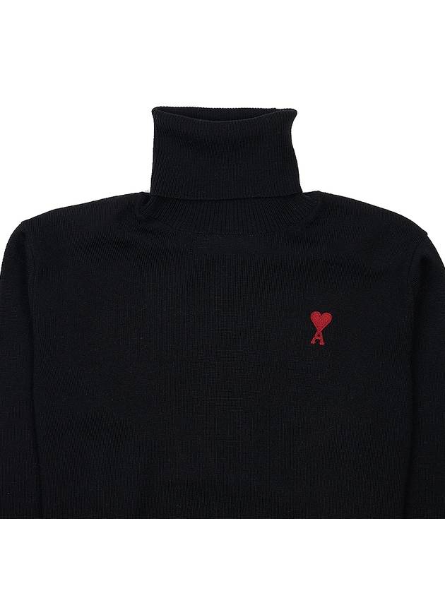 Small Heart Logo Turtleneck Black - AMI - BALAAN 4