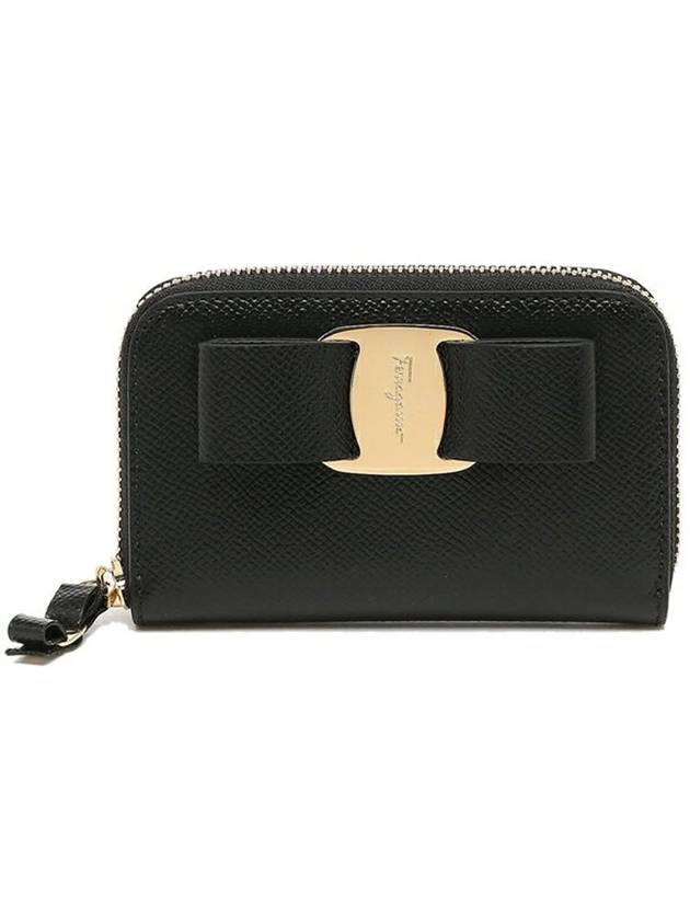 Vara Bow Zipper Card Wallet Black - SALVATORE FERRAGAMO - BALAAN 4