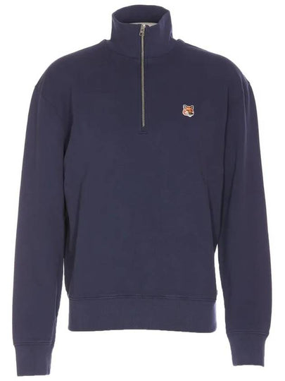 Fox Head Patch Half Zipper Sweatshirt Ink Blue - MAISON KITSUNE - BALAAN 2