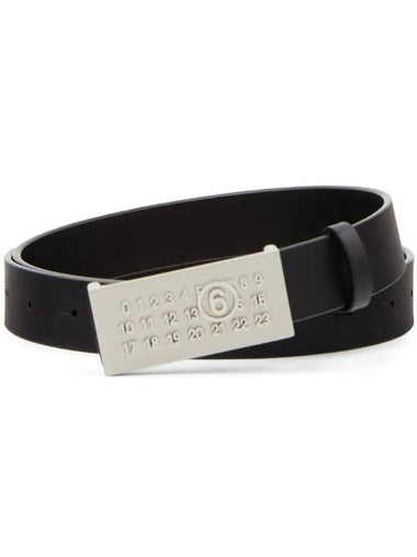 Embossed Logo Buckle Leather Belt Black - MAISON MARGIELA - BALAAN 1