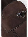 Triangle Logo Suede Loafers Dark Brown - PRADA - BALAAN 4