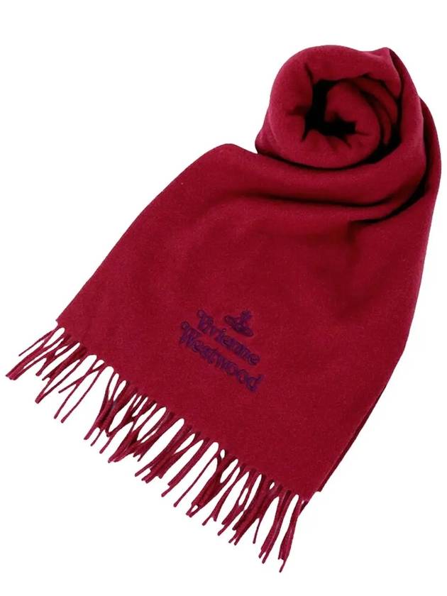 Embroidered Logo Wool Muffler Bordeaux 81030007 I401 - VIVIENNE WESTWOOD - BALAAN 2