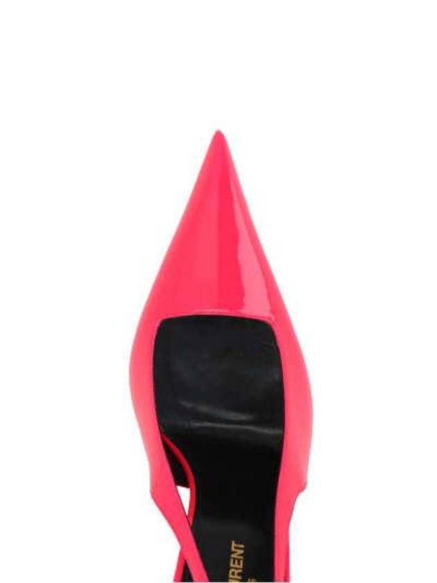 Kiss Patent Leather Slingback Heel Rose Fluo - SAINT LAURENT - BALAAN 4