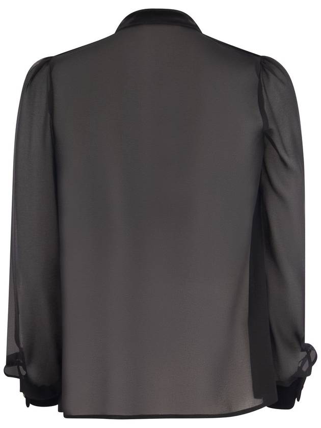 Viscose shirt with velvet plastron - ELISABETTA FRANCHI - BALAAN 2