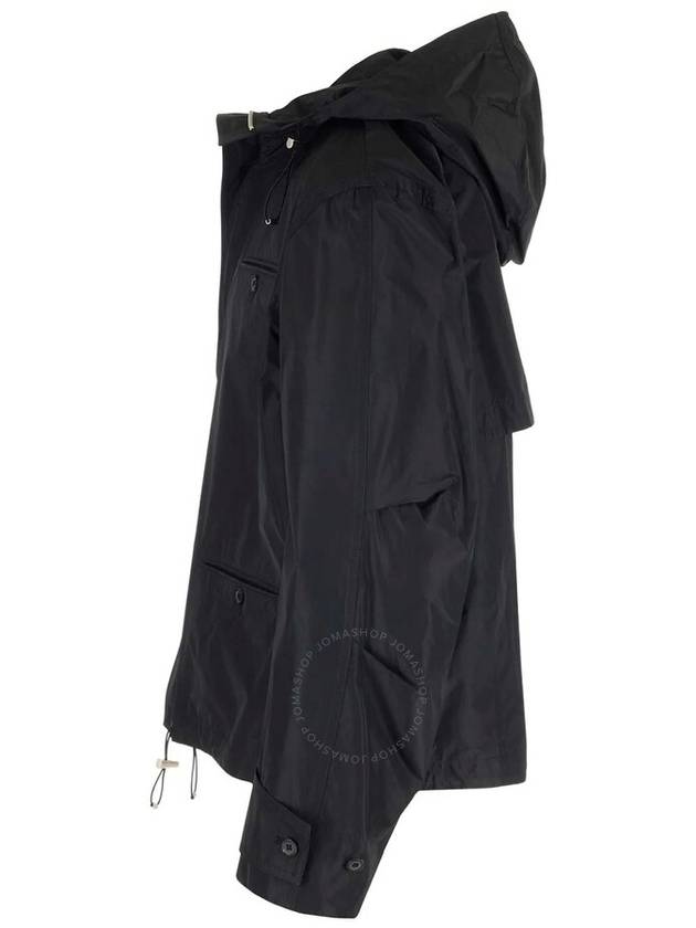 Ferragamo Black Taffeta Drawstring Hooded Jacket, Brand Size 50 (US Size 40) - SALVATORE FERRAGAMO - BALAAN 3