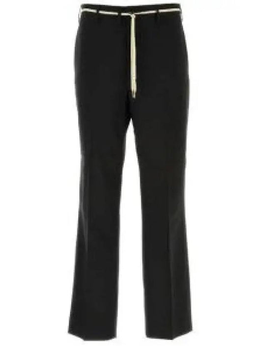 Pleated Detail Drawstring Wool Straight Pants black - MARNI - BALAAN 2