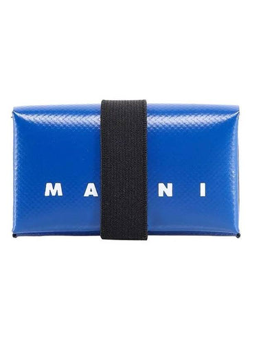 Logo Banded Coin Card Wallet Blue - MARNI - BALAAN 1