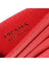 Metal Logo Saffiano Card Wallet Red - PRADA - BALAAN 7