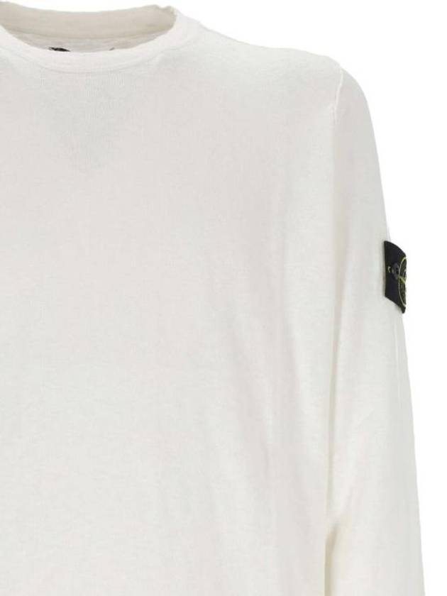 Compass Badge Ribbed Cotton Knit Top White - STONE ISLAND - BALAAN 4