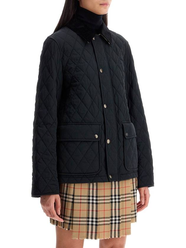 Corduroy Collar Quilted Jacket Black - BURBERRY - BALAAN 3