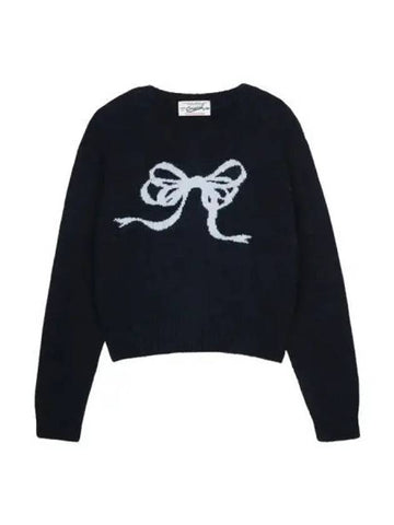 Ribbon jacquard knit dark navy - BENSIMON - BALAAN 1