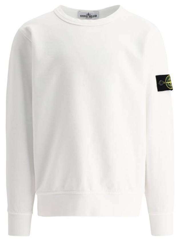 Kids Wappen Patch Organic Cotton Fleece Sweatshirt White - STONE ISLAND - BALAAN 1