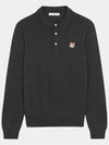 Fox Head Patch Polo Knit Top Anthracite Melange - MAISON KITSUNE - BALAAN 2