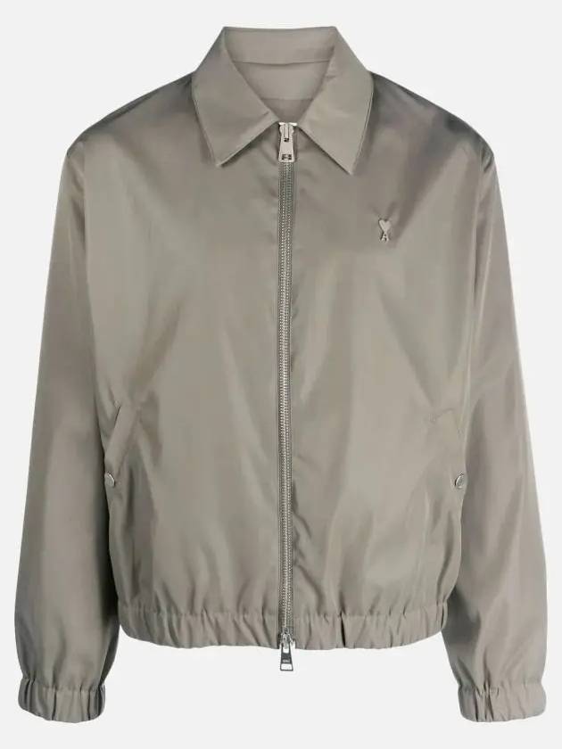 De Coeur Logo Zip-up Jacket Taupe - AMI - BALAAN 3