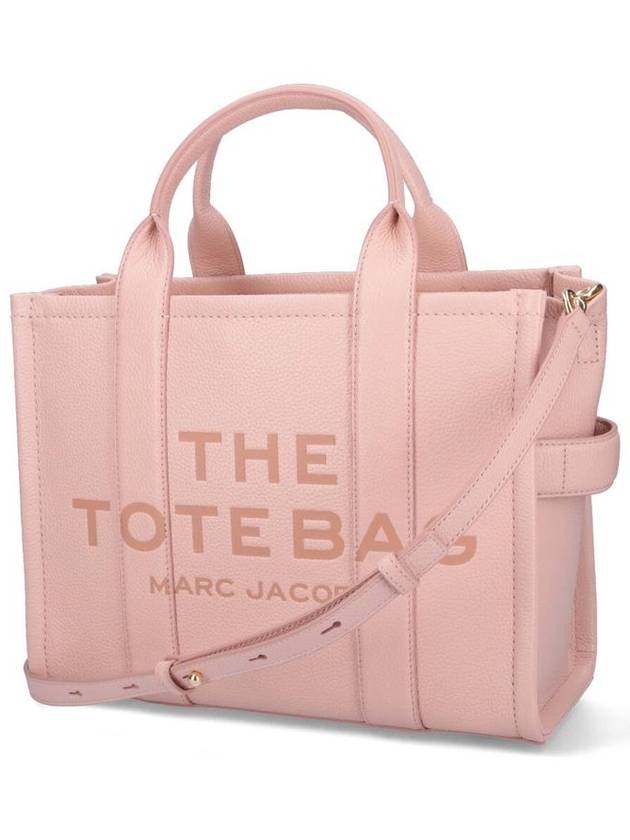 Logo Medium Leather Tote Bag Pink Rose - MARC JACOBS - BALAAN 3