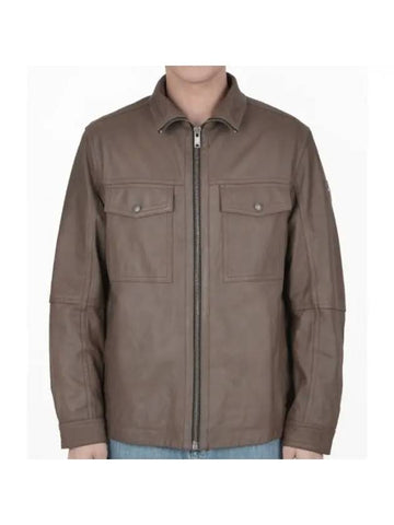 Zip-Up Leather Jacket Open Green - HUGO BOSS - BALAAN 1