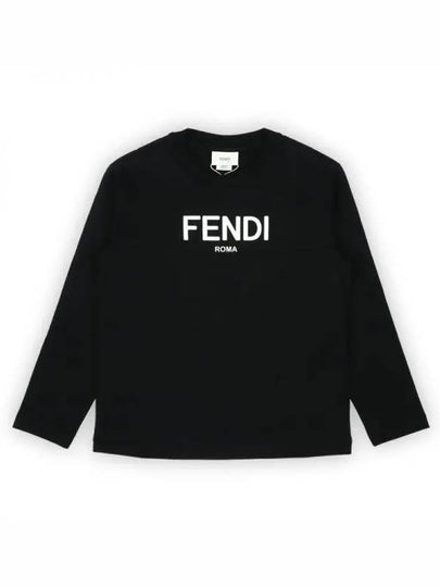 Kids Logo Print Long Sleeve T-Shirt Black - FENDI - BALAAN 2