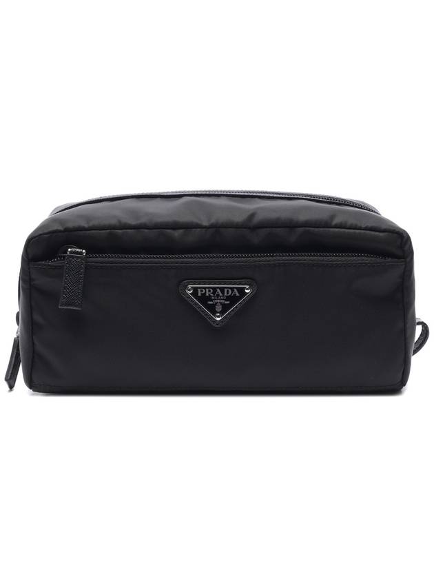 Triangle Logo Nylon Pouch Bag Black - PRADA - BALAAN 3