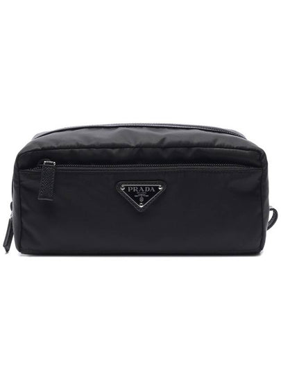 Triangle Logo Nylon Pouch Bag Black - PRADA - BALAAN 2