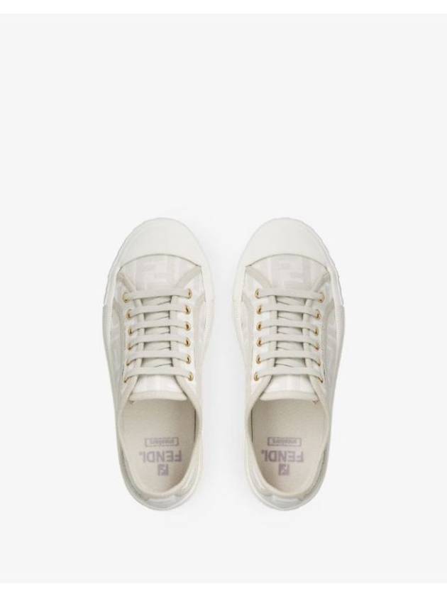 Domino FF Fabric Low Top Sneakers White - FENDI - BALAAN 5