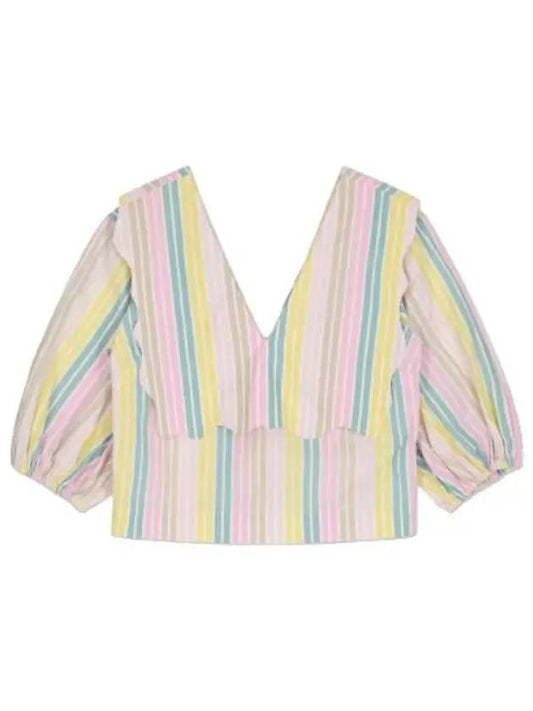 Striped Cotton Shirt Multi Color - GANNI - BALAAN 1