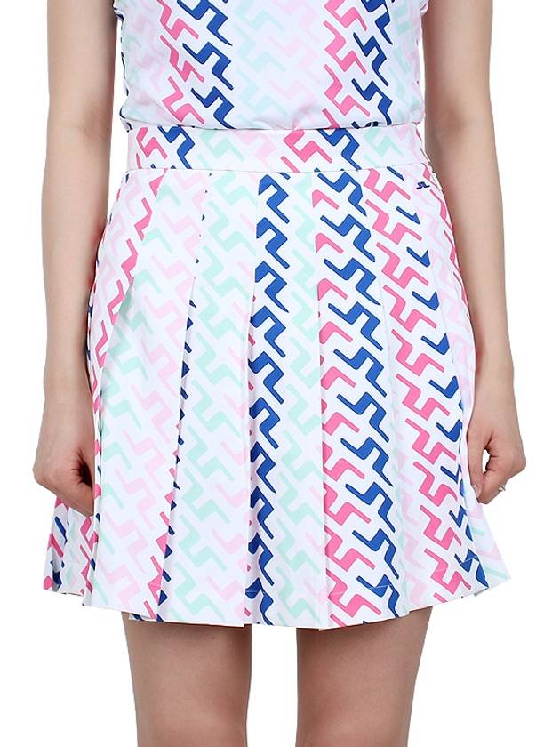 Women's Adina Print Pleated Skirt Pink Painted Bridge - J.LINDEBERG - BALAAN 3